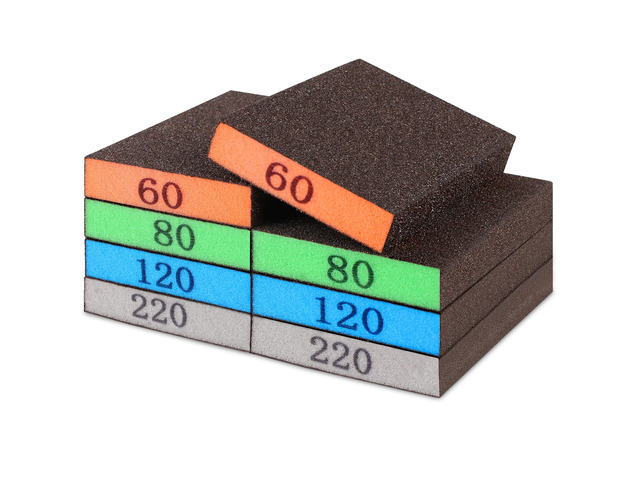 8-Pack Sandpaper Block, Four Grits Per Pack 60/80/120/220, Washable and Reusable Handmade Sanding Sponge, Drywall Sandpaper Blocks for Wooden...