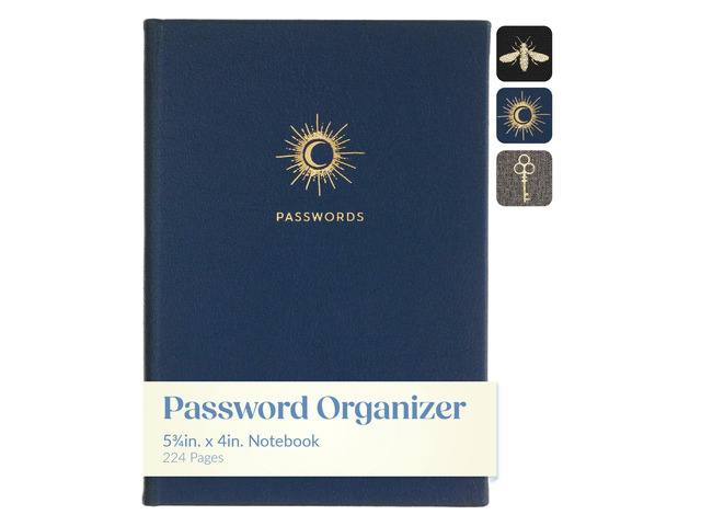 Password Keeper Book with Alphabetical Tabs Hardcover Organizer Discreet Black Faux Leather Cover, Compact 5.75x4 in Size to Store Website...