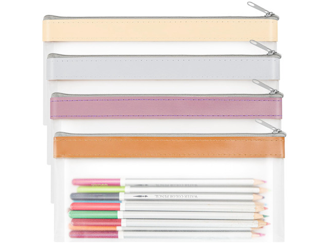 4 Pack Clear Pencil Pouch, Cute Pencil Case, Pencil Bag With Zipper Teen Portable Pencil Pouch for School & Stationery Supplies
