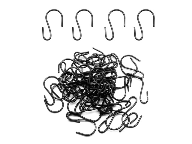 S Shaped Hooks, 1 Inch, Black, 50PCS Mini Ornament Storage Hooks, For Hanging Jewelry, Small Kitchenware, Potted Plants