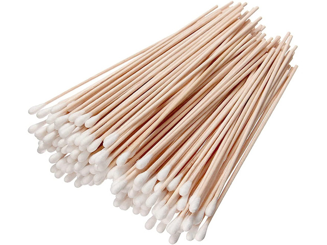 6 Inch Long Cotton Swabs, 200 Count, Wooden Sticks, Round Tips Single-Tip Design for Makeup Touch-Ups, Jewelry Details, Keyboards, Electronics,...