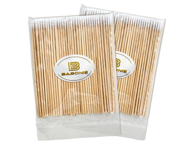 Bamboo Pointed Cotton Swabs, 4-Inch Precision Micro Swabs 200PCS Fine pointed tips reach small areas for nail art, makeup, electronics, crafts,...