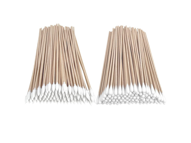 6 Inch Long Cotton Swabs, 200 Pcs, 100 Round & 100 Pointed Tips FSC Certified Durable Bamboo Sticks, Cotton Tip Applicators for Gun Cleaning, Dog...