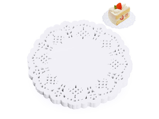 100 Pieces Paper Dollies, 4.5 Inch Lace Paper Dollies for Fried Food, Round Disposable Placemats Paper for Table Cakes Desserts White