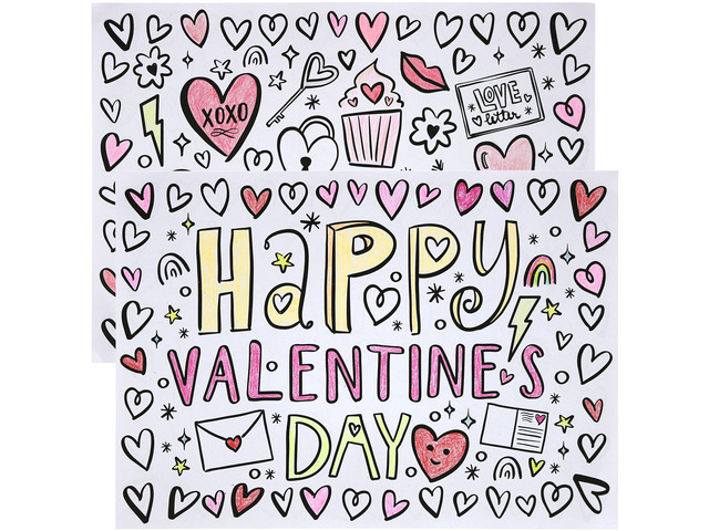22-Pack Valentine's Day Color-Your-Own Reversible Disposable Paper