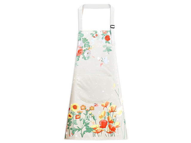 Floral Aprons with Pocket Blooming Floral Womens Waterproof Apron Adjustable Neck with Long Ties for Women Men Cooking, Baking, Gardening, Salon,...