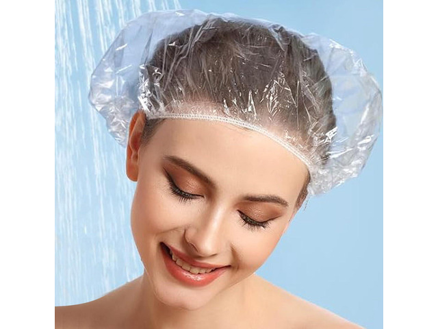 70cm/27in Disposable Shower Caps for Long Thick Hair, EX-LARGE SIZE Unisex Plastic Hair Caps for Deep Conditioning Shower Cap Waterproof for Women...