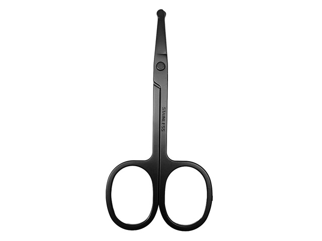 Premium Nose Hair Scissors, Ear and Nose Hair Trimmer Clipper, Curved Safety Blades with Rounded Tip for Trimming (Black)