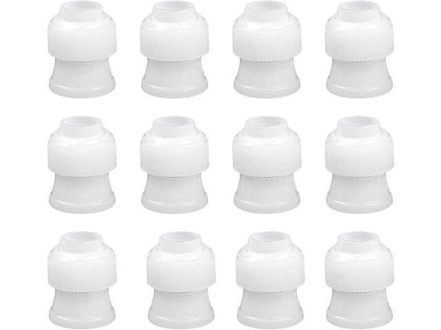 12 Pack Couplers for Piping Bags Plastic Standard Cake Decorating Coupler Pipe Tip Coupler for Icing Nozzles, White (1.2 x 1 Inch)