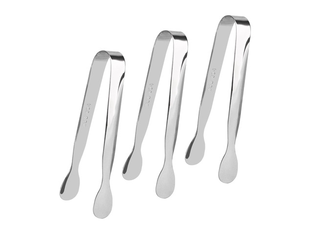 3 Pack Mini Serving Tongs, 4.3 inch Stainless Steel Sugar Tongs, Tiny Ice Tongs for Coffee Bar, Tea Party and Desserts Party