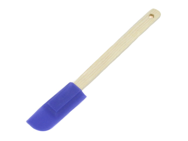 Select Wooden Handled Silicone Jar Spatula, 9.25 inches in length, Color May Vary