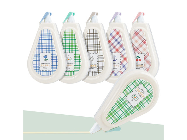 Temiary 5 Pcs Aesthetic Beige Correction Tape, Smooth Tapes, Plaid Patterns Quick Dry Beige Tapes for Instant Corrections, Easy to Use White Tape...