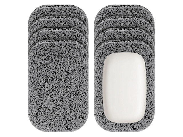 8 Pack Soap Holder, Grey Bar Soap Saver Dish for Shower, 4.5' x 3' High-Efficiency Drainage & Non-Slip, Lift Pads Sponge Tray for Kitchen Sink,...