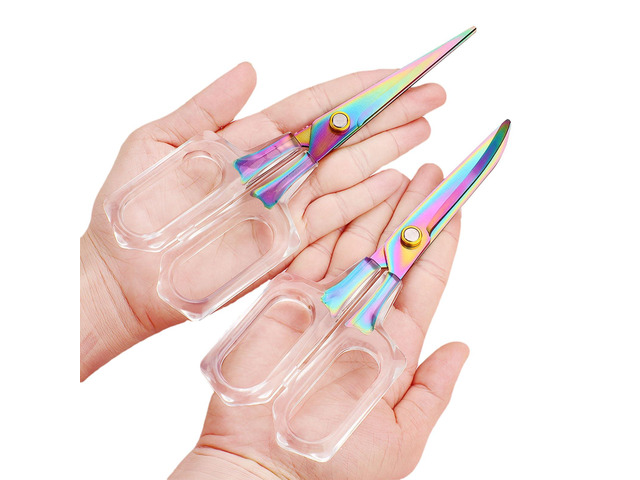 2 pack 8 inch Transparent office School scissors Comfort-Grip stainless steel Sharp student handmade household rust resistant non adhesive Craft...