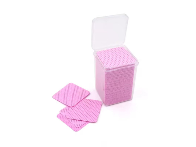 200pcs Pink Wipes Paper Cotton Eyelash Glue Remover Wipe Disposable Remover Cotton Pad Wipes Nail Polish Lint-Free Paper Pad Cleaning Manicure...