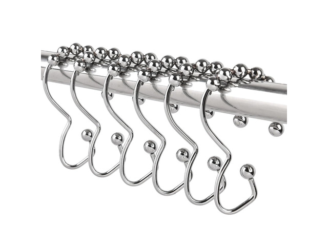 Metal Shower Curtain Hooks, 12 Pcs Metal Shower Curtain Rings Rustproof Shower Curtain Rings, Multi-Functional Shower Hooks for Shower Curtain,...