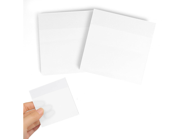 100 Sheets Frosted Transparent Sticky Notes 3x3 Inches Pearlescent, Self-Stick, Clear See Through, Waterproof, Easy to Post, Reusable, Multi-Use
