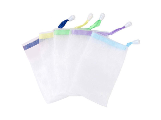 Handmade Soap Easy Bubble Mesh Soap Saver Bag Double Layer Drawstring Holder Bags Foam Net for Body Facial Cleaning Exfoliation Body Cleaning Tool...
