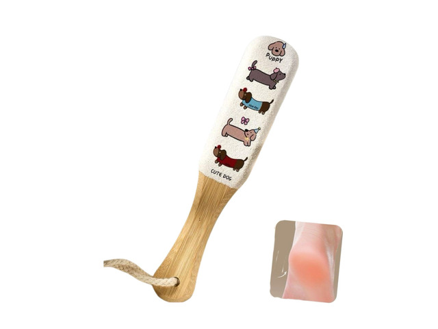 Foot File Callus Remover, Professional Pedicure Tool with Bamboo Handle, Gentle 120 Grit Exfoliator for Cracked Heels, Dead Skin & Corns, Cute Dog...