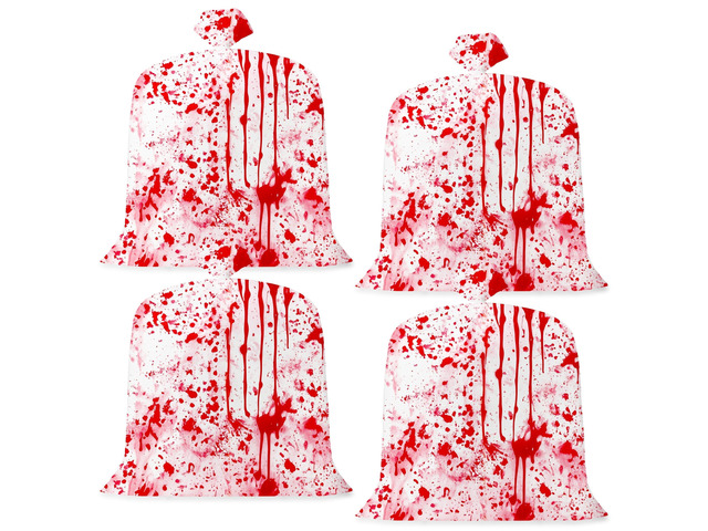 CNhoqc Halloween Lawn Leaf Bags, 4 Pcs Large Bloody Garbage Bag Twist Ties Heavy Duty Plastic Tear Resistant Self Standing, for Lawn Yard Waste...