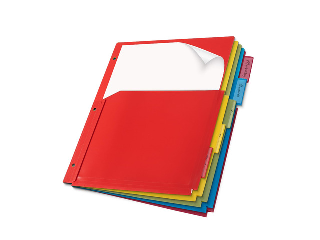 Expanding Binder Dividers with Pockets and Tabs, 5 Tabs Colorful Dividers for 3 Ring Binder with Pockets