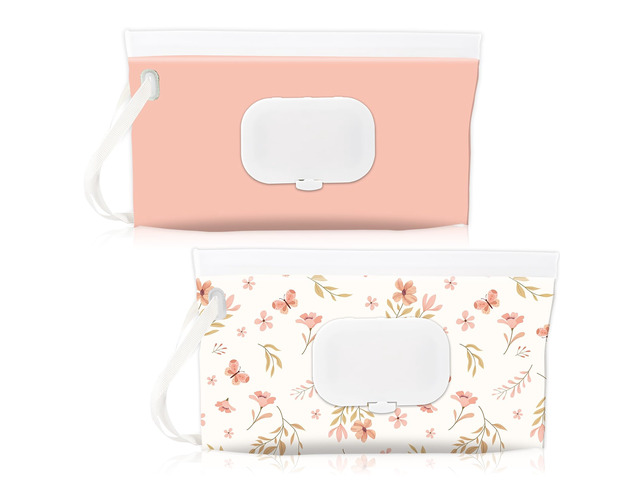 2 Pack Baby Wipe Dispenser, Portable Wet Wipes Holder Container Travel Wet Wipes Pouch, EVA Material, Zip Locking Seal and Secure Snap Close Lid,...