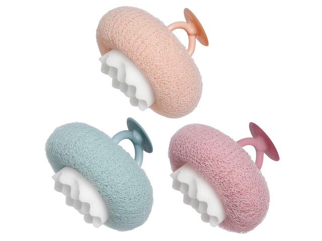 Bath Sponge, Suction Cup Bath Ball Body Scrubber, 2026 Upgraded 2-in-1 Sunflower Ball Exfoliating Bath Sponge Cleaning Brush, Mesh Shower Body...
