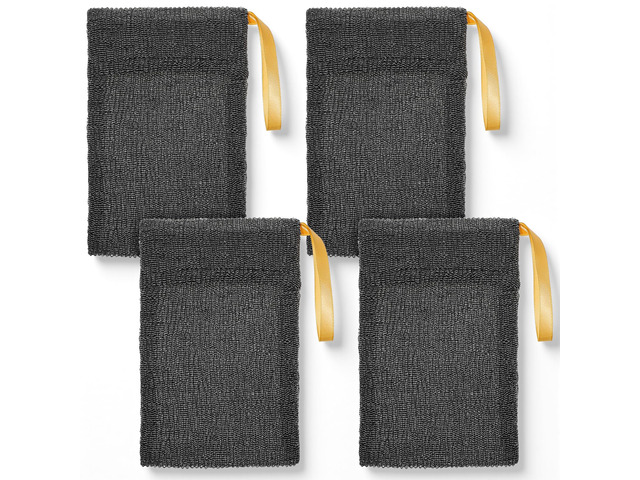 4 Pack Soap Pocket Deep Exfoliating Soap Bar Saver Pouch Body Scrubber Loofah, Rough Sponge, Nylon Mesh, Leftover Bits, Foam Lather Bag, for...