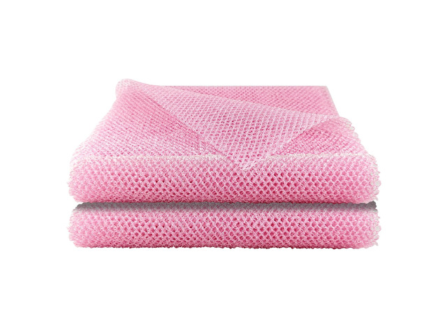 2 Pack African Net Sponge, 8 * 25 Inches Bath Sponge, African Exfoliating Net Long, Wash Cloths, Body Scrubber Net for Skin Smoother (Pink)