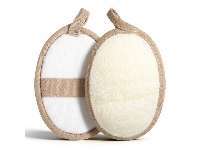 2Pcs Natural Loofah Sponge, Loofah Exfoliating Body Scrubber Made with Natural Egyptian Shower loofa Sponge, Shower Exfoliator for Women Men,...