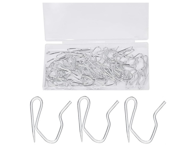 Metal Curtain Hooks, 1.2 inch Nydotd Rustproof Steel Plated Zinc Hooks Heavy-Duty Offset Pin-On Drapery Hooks for Window Curtain, Door Curtain and...