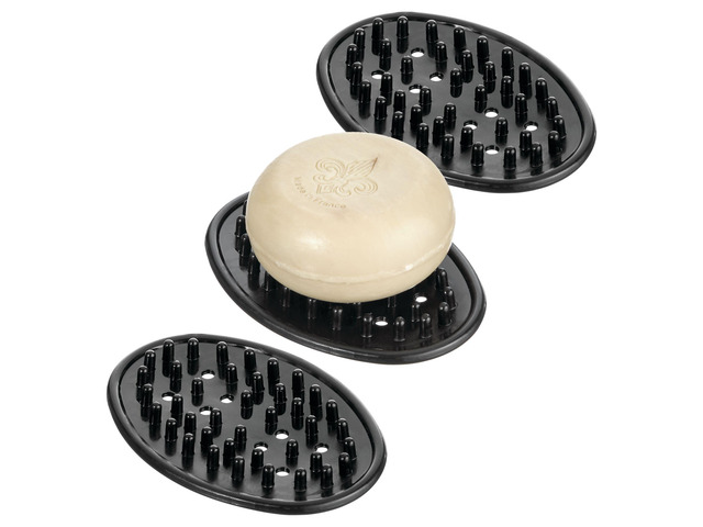 Soap Saver for Bar Soap - Soap Dish Holder for Bathroom Sink - Set of 3 - Black