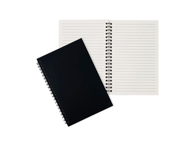 2-Pack (60 Sheets/Notebook) College Ruled Hardback Black Cover Spiral Notebook - Memo Notepad and Sketchbook for Students, Office, and Business...