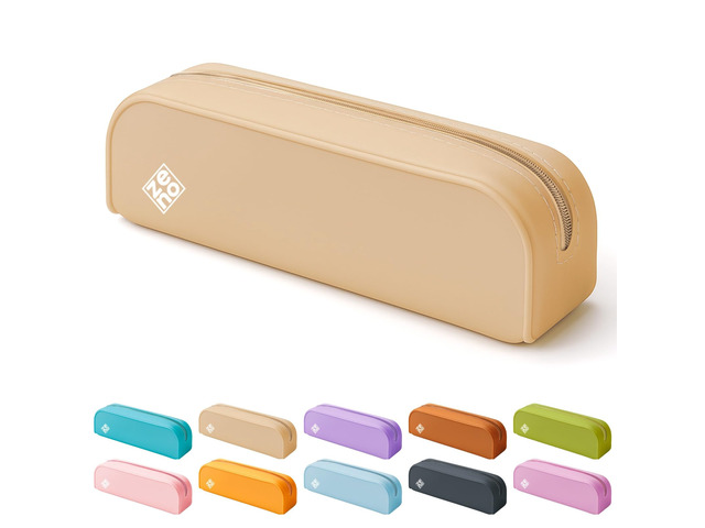 Silicone Pencil Case Aesthetic Pencil Pouch for Women & Teens Cute Pen Case, Beige Makeup Bag, Travel Pouch, Small Stationary Organizer Beige...