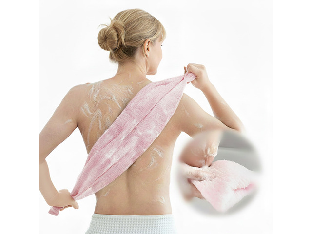 Body Wash Towel, Exfoliating Shower Towel, Bath Loofah, Body Scrubber (Pink)