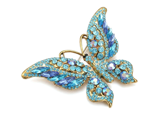 Crystal Rhinestone Butterfly Brooch,Elegant Butterfly Lapel Pins,Fashion Exquisite Crystal Animal Shape Brooches Lapel Pins,Dress Accessories...