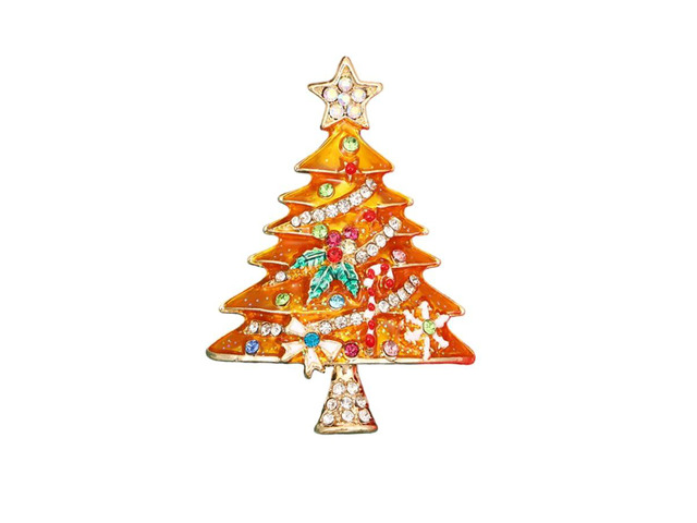 Rhinestone Christmas Tree Brooch for Women Xmas Crystal Sparkling Lapel Pins Enamel Classic Retro Clothing Accessories Holiday Party Wedding...