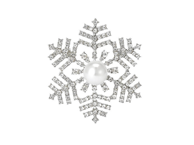 coadipress Snowflake Brooch Pin for Women Elegant Rhinestone CZ Winter Flower Lapel Pins Dainty Snowflake Pearl Brooches Austrian Crystal Christmas...