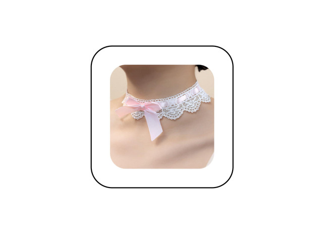 Hoodiess Kenfery Vintage Bow-Knot Choker Necklace Sexy Lace Collar Necklace Cute Pink Prom Party Ball Wedding Necklace for Women (Pink)