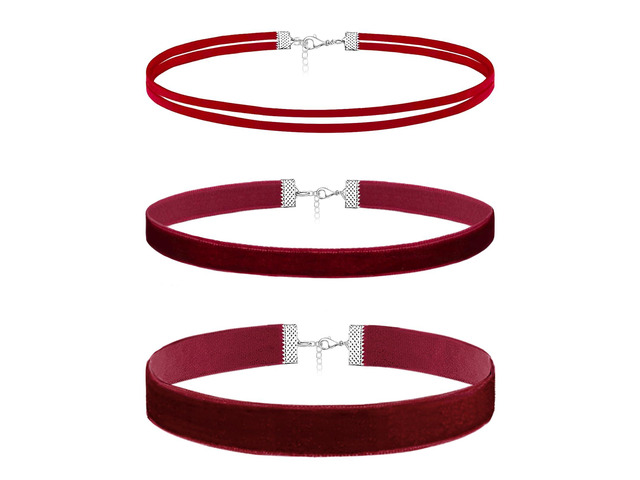 3pcs Red Choker Necklace for Women Red Velvet Choker Set Layered Chokers Necklaces Classic Chokers for Women Adjustable Gothic Collar Necklace for...