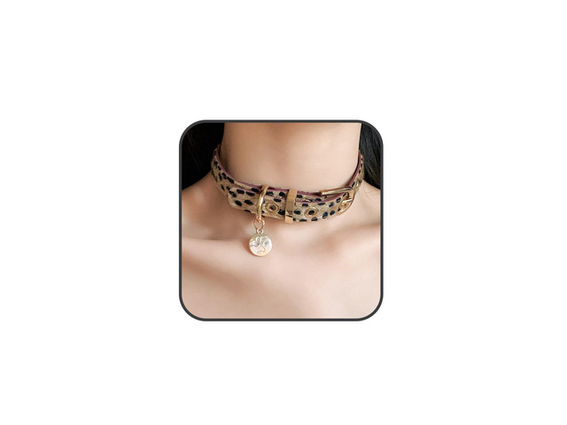 PU Simulated Leather Punk Choker Necklaces Leopard Print Necklace Wrap Suede Neck Chain Choker Goth Vintage Animal Print Choker Adjustable Collar...