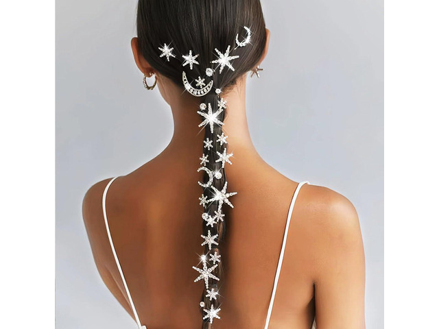 BARTOSI Star Hair Clips Silver Pearl Bridal Hair Pins Rhinstone Moon Decorative Bobby Pins Hair Accessories for Women and Girls (Pack of 20)