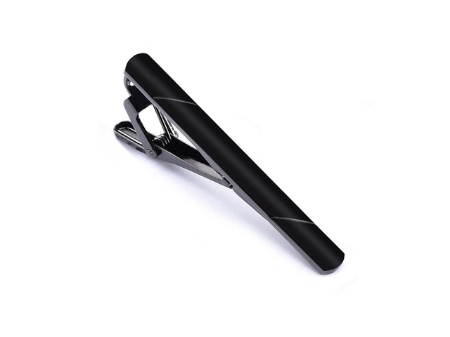 Tie Clips for Men Gold Silver Black Regular Tie Bar for Father Lover Wedding Anniversary Business and Best Gift-black