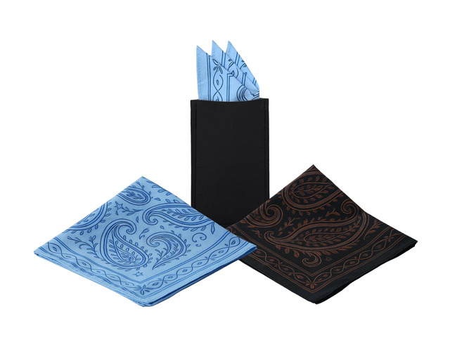 Handkerchiefs for Men, Cotton Pocket Squares for Men with Holder Reusable, Soft, 12 x12 Inch