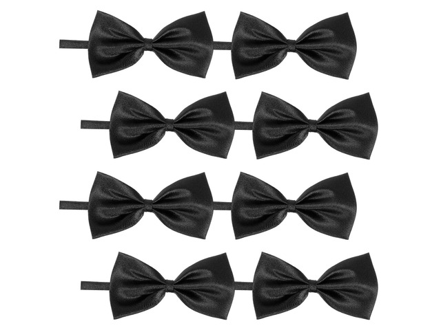 8 Pcs Black Bow Tie, Pre-tied Adjustable 8-15 Inch Formal Bowtie Set for Men & Boys, Wedding, Prom, Tuxedo (Polyester, Elegant Black)