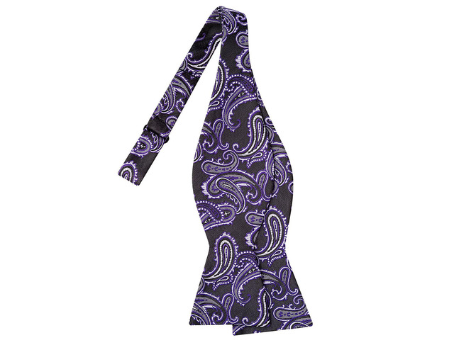 Mens Self Tied Bow Tie Paisley Purple Black Holiday Bowties