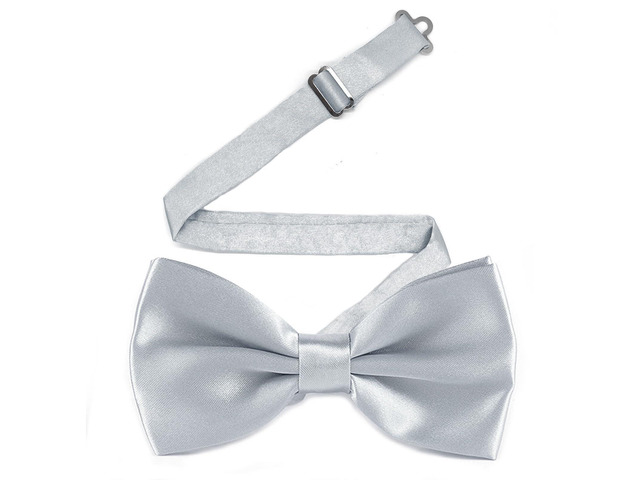 Adjustable Men Bowtie, Pre-tied Bow Tie for Parties (Silver) Easy to Wear, Classic Clip-on Bow Tie, Holds Shape, for Tuxedo, Shirt, Suit, Formal...