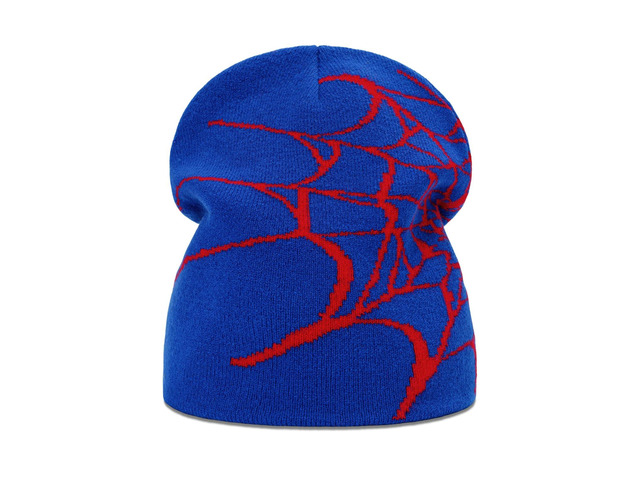 2THESTARS Y2K Beanie for Men Women Knitted Hat Winter Cap Gothic Spider Web Design Warm Skullies Cold Weather Knit Outdoor - Blue