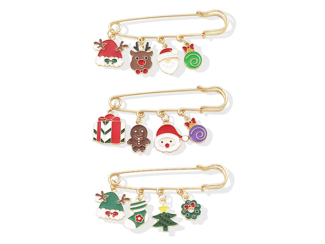 3 PCS Christmas Brooch Pins Set for Women Cute Christmas Tree Wreath Santa Claus Snowflake Snowman Reindeer Holiday Pin Badge for Clothes Bags Hats...