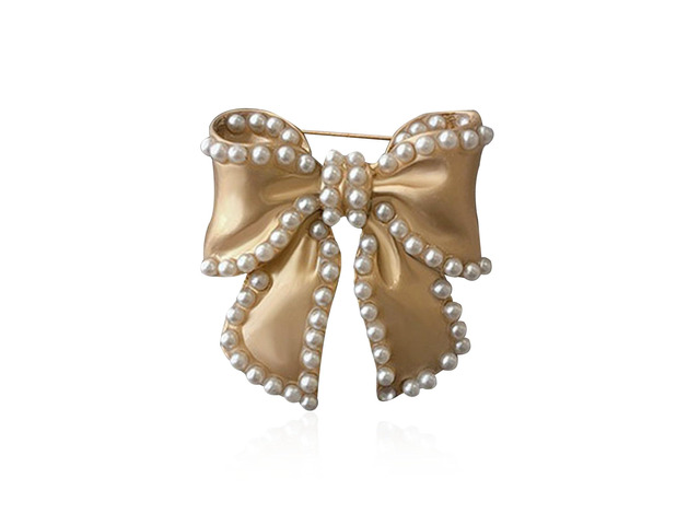 Just Follow Cute Pearl Flower Brooch Pin,Bowknot Bow Tie Suit Pin Pearl Silk Scarf Buckle Daisy Flower Brooch Jewelry for Women Birthday Gifts (Bow...